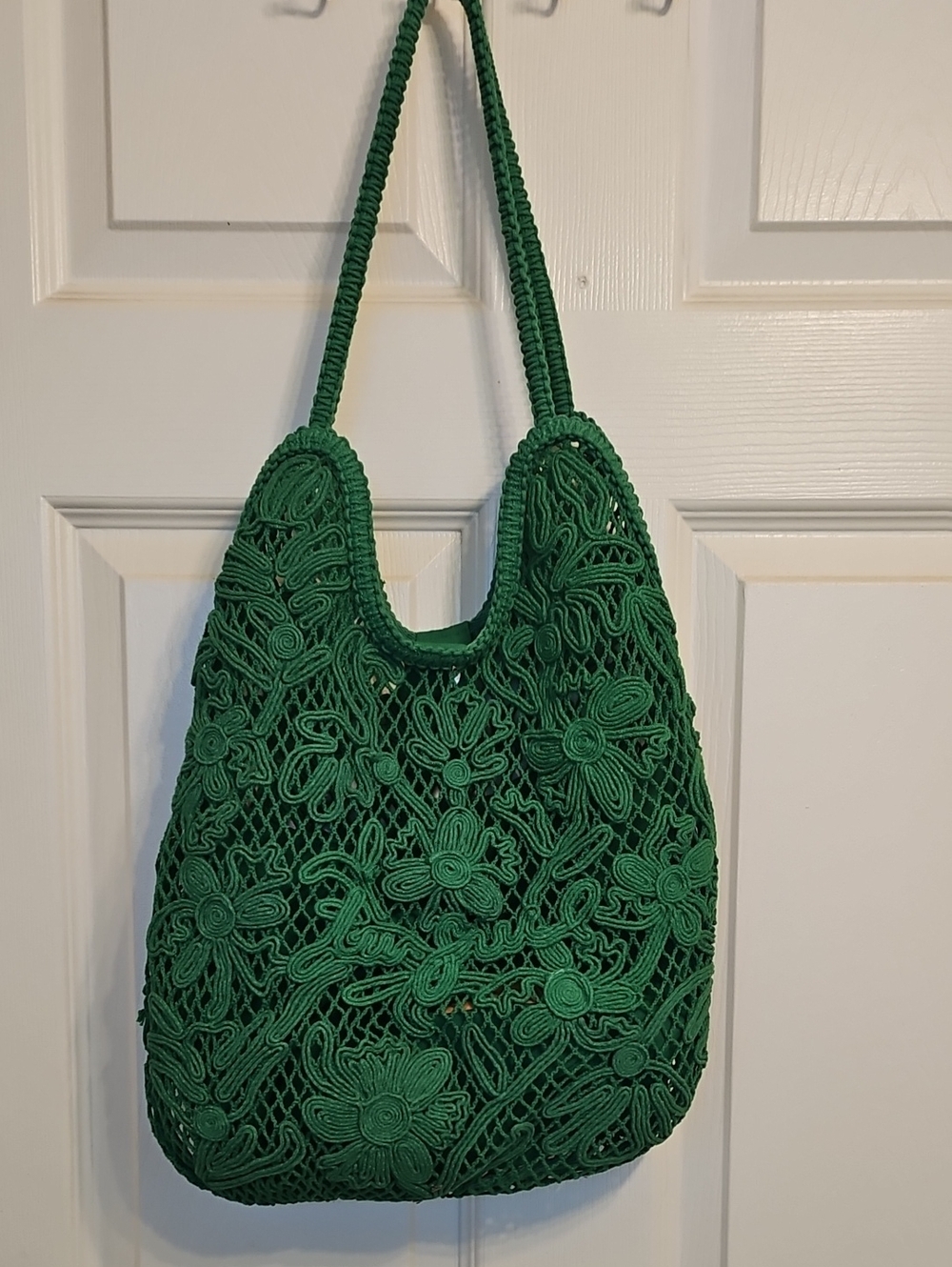 Desigual Green Floral Crochet Shoulder Bag